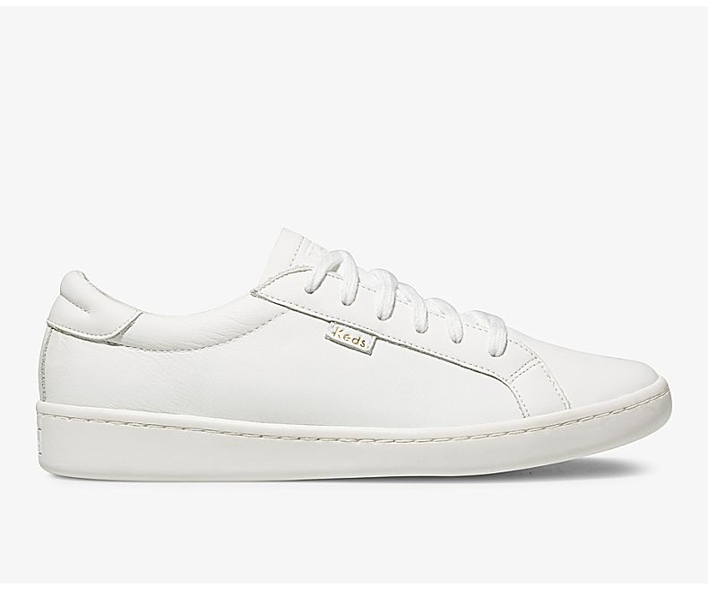 Keds Womens White Lace Up Shoes - Keds Ace Leather 296QUPSHN